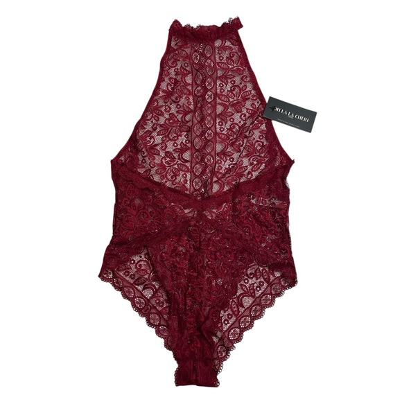 Oh La La Cheri Rhubarb Soft Lace Collared Teddy Keyhole Small/Medium New NWT - Picture 2 of 10